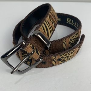 Elite Accessories Patchwork Animal Print Safari Leather Belt